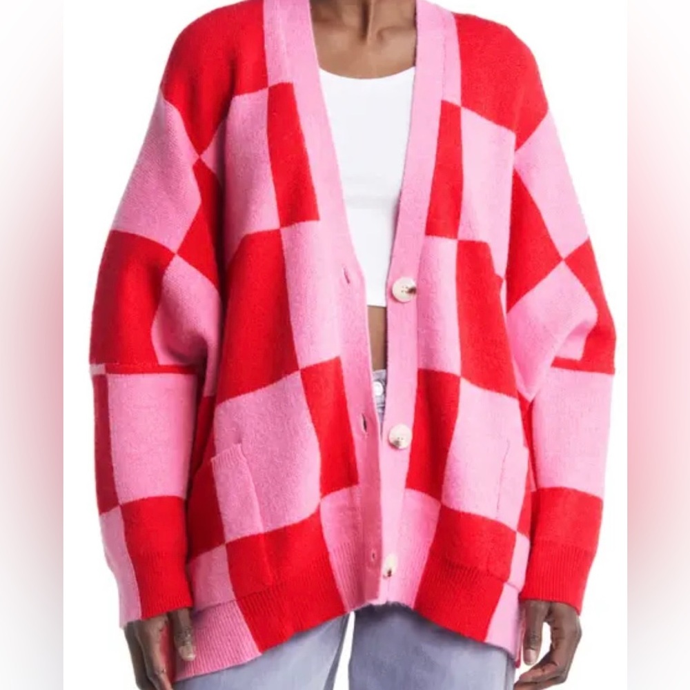 Colorful Checkered Cardigan
